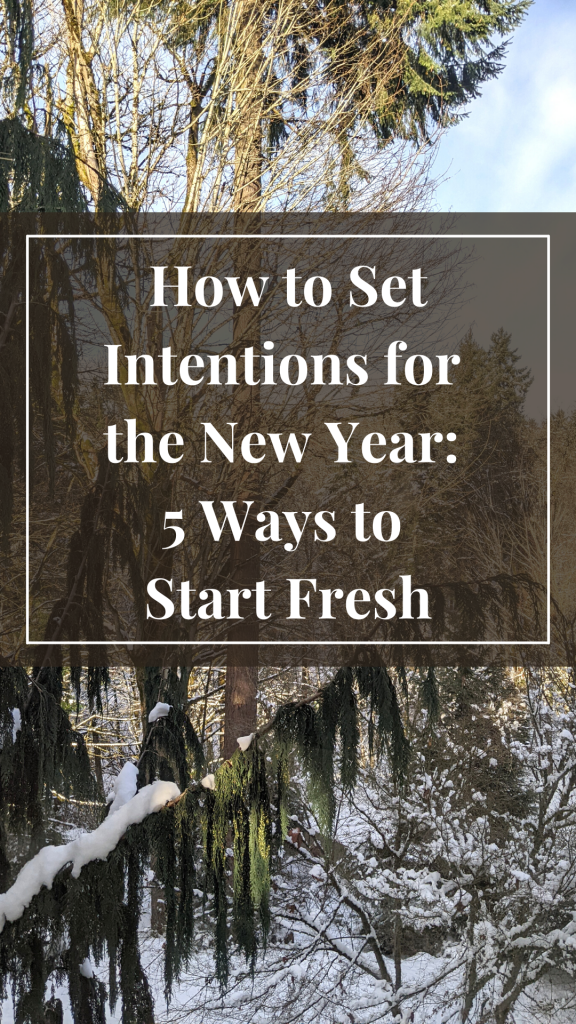 Winter image overlaid with the text How to Set Intentions for the New Year: 5 Ways to Start Fresh